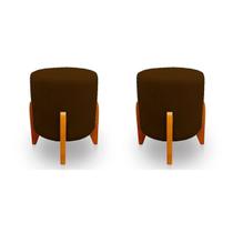 Kit 2 Puffs Decorativos Thor Pés Em Madeira Veludo Marrom Kimi Decor