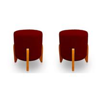 Kit 2 Puffs Decorativos Thor Pés Em Madeira Veludo Marsala Kimi Design