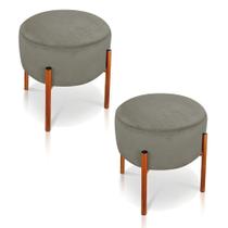 Kit 2 Puffs Iron Suede Cobre Marrom Rato