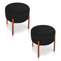 Kit 2 Puffs Iron Suede Cobre Preto