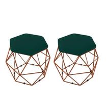kit 2 Puffs Onix Aramado Base Bronze Hexagonal Verde Militar