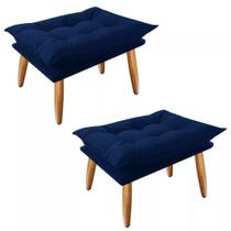 Kit 2 Puffs Opala Slim Suede Pés Palito Decorativo - Bela Móveis