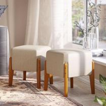 Kit 2 Puffs Quadrado Sala Escritorio Ana Decorativo Luxo Barato Bege