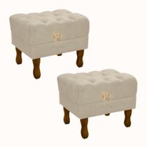 Kit 2 Puffs Retro Clássico Suede Decorativo Sala Quarto Closet