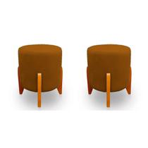 Kit 2 Puffs Thor Pés Em Madeira Sued Terracota - Kimi Design