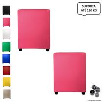 Kit 2 Pufs Puff Banqueta Cubo Quadrado Decorativo