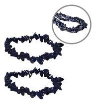 Kit 2 Pulseira Cascalho Pedra Estrela Elástica Pedra Natural