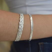 Kit 2 Pulseira Feminina Banhadas Prata 925 6 fios e Laminada Kit 2 Pulseira Feminina Banhadas Prata 925 6 fios e Laminada