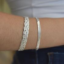 Kit 2 Pulseira Feminina Banhadas Prata 925 6 fios e Laminada