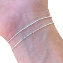 Kit 2 Pulseira Feminina de Prata 925 Legítima Veneziana 18cm