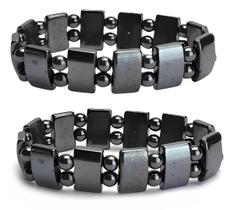 Kit 2 Pulseira Hematita Elastica Pedra Natural Emagrecimento 8mm Ansiedade
