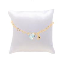 Kit 2 Pulseira Madrinha Azul Claro Folheada e Almofadinha