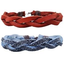 Kit 2 Pulseira Masculina Bracelete Ajustável Casual Trançado Kit 2 Pulseira Masculina Bracelete Ajustável Casual Trançado