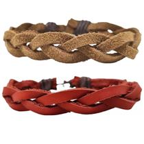 Kit 2 Pulseira Masculina Trançado Bracelete Casual Ajustável Kit 2 Pulseira Masculina Trançado Bracelete Casual Ajustável