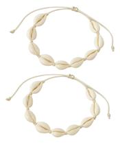 Kit 2 Pulseira Tornozeleira de Búzios Conchas de Praia Naturais Fashion Moda Verão Kit 2 Pulseira Tornozeleira de Búzios Conchas de Praia Naturais Fashion Moda Verão