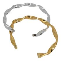 Kit 2 Pulseiras Banho Ouro E Prata Aro Torcido