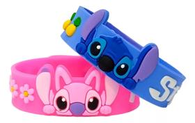 Kit 2 Pulseiras Bracelete De Borracha Lilo Stitch E Angel