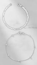 Kit 2 Pulseiras Delicadas Elo Coração Bolinhas Prata 925 Kit 2 Pulseiras Delicadas Elo Coração Bolinhas Prata 925