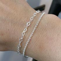 Kit 2 Pulseiras Feminina Elos Portugueses Prata 925 Original Kit 2 Pulseiras Feminina Elos Portugueses Prata 925 Original