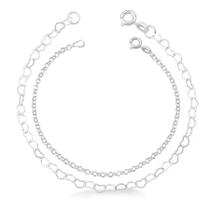 Kit 2 Pulseiras Infantil Prata Legítima 925 Coração Elo Kit 2 Pulseiras Infantil Prata Legítima 925 Coração Elo