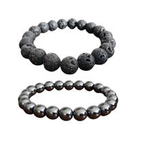 Kit 2 Pulseiras Masculina Pedra Natural 8 / 10 Mm - Proteção