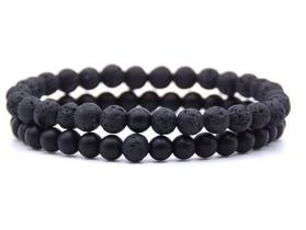 Kit 2 Pulseiras Pedra Natural Lava Vulcanica e Pedras Natural Ônix Fosca Kit 2 Pulseiras Pedra Natural Lava Vulcanica e Pedras Natural Ônix Fosca