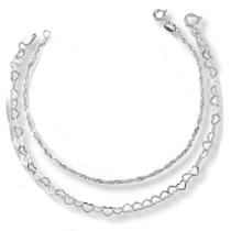 Kit 2 Pulseiras Prata Legítima 925 Coração E Torcida Kit 2 Pulseiras Prata Legítima 925 Coração E Torcida