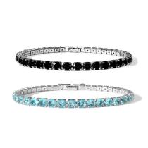 Kit 2 Pulseiras Riviera Preto E Azul Zircônia 4mm Comprimento:20 cm Kit 2 Pulseiras Riviera Preto E Azul Zircônia 4mm Comprimento:20 cm