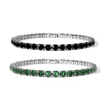 Kit 2 Pulseiras Riviera Preto E Verde Zircônia 4mm Comprimento:20 cm Kit 2 Pulseiras Riviera Preto E Verde Zircônia 4mm Comprimento:20 cm