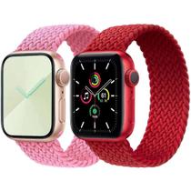 Kit 2 pulseiras trançada Solo compatível com pulseira Sport Aple Watch 42mm 44mm Lançamento pulseira trançada elástica m