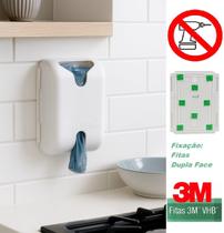 Kit 2 Puxa Saco Dispenser Branco Porta Sacolas Plásticas Adesivo Dupla Face 3M Kit 2 Puxa Saco Dispenser Branco Porta Sacolas Plásticas Adesivo Dupla Face 3M
