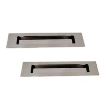 Kit 2 puxador concha embutir porta inox 304 polido cromado 25 cm não enferruja