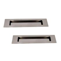 Kit 2 Puxador Concha Embutir Porta Inox Polido Cromado 25Cm