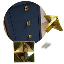 Kit 2 Puxador de Gavetas Portas Armários Guarda Roupa Dourado Tiatto 35mm
