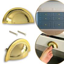 Kit 2 Puxador para Móveis, Gavetas, Modelo Shell Dourado Kit 2 Puxador para Móveis, Gavetas, Modelo Shell Dourado