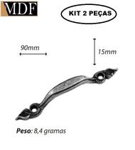 Kit 2 Puxador Pontas Trabalhadas G para Caixa e Bandeja 9 X 1,5cm Artesanato