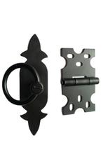 Kit 2 Puxadores Chapa Rustica + 8 Dobradiças Mexicana Preto