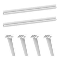 Kit 2 Puxadores Com 4 Pés Palito Retrô Para Paneleiro 62cm Veneza Multimóveis Mp2310 Branco Branco