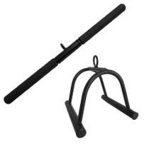 Kit 2 Puxadores Reto Pulley Tríceps 50Cm E Triângulo Curvado Kit 2 Puxadores Reto Pulley Tríceps 50Cm E Triângulo Curvado