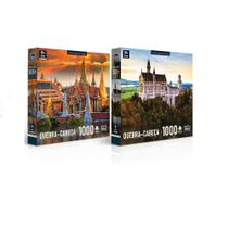 Kit 2 Puzzle 1000 pçs Palácio de Bangkok e Castelo Neuschwan