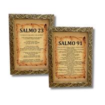Kit 2 Quadro Salmo 91 e 23 Bíblico Moldura Resinada Com Vidro