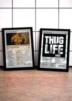 Kit 2 Quadros 2Pac Until+Thug C/ Vidro, Moldura Preta Tam:A4 Kit 2 Quadros 2Pac Until+Thug C/ Vidro, Moldura Preta Tam:A4