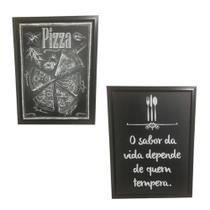 Kit 2 Quadros 40x30 Pizza Cozinha Decorativo Parede Moldura