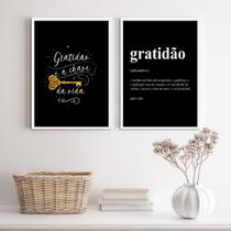 Kit 2 Quadros A Gratidão É A ChaveDaVida 33x24cm - com vidro