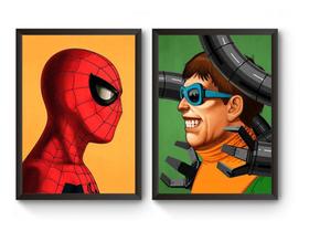 Kit 2 Quadros A4 Homem Aranha Vs Dr Octous