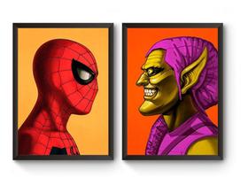 Kit 2 Quadros A4 Homem Aranha Vs Duende Verde