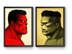 Kit 2 Quadros A4 Hulk Vermelho Vs Hulk