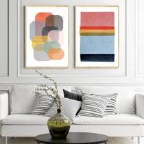 Kit 2 Quadros Abstrato Geométrico Colorido - Tela Canvas com Moldura Flutuante em Vários Tamanhos - Artfine Kit 2 Quadros Abstrato Geométrico Colorido - Tela Canvas com Moldura Flutuante em Vários Tamanhos - Artfine