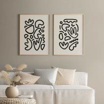 Kit 2 Quadros Abstrato Simples II - Tamanho 40cm x 60cm - Artfine