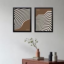 Kit 2 Quadros Abstratos Bauhaus - Angular Sinuosity 33x24cm - com vidro Kit 2 Quadros Abstratos Bauhaus - Angular Sinuosity 33x24cm - com vidro